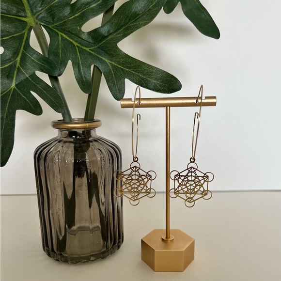 Divine Geometry Earrings -Metatron's Cube Hoops- Yatra Sacred Geometry Earrings - Picture 9 of 15